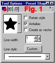 Image of Preset Shape tool box with selected star