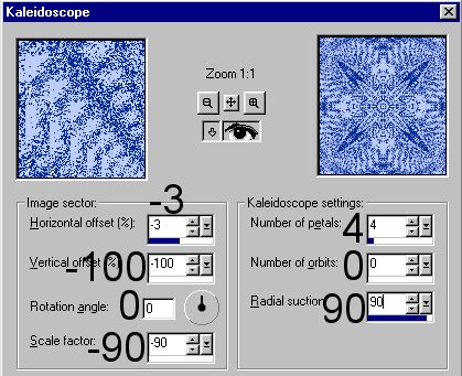 settings for Kaleidoscope