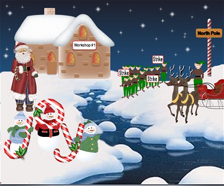 Santa puts the snowmen to work